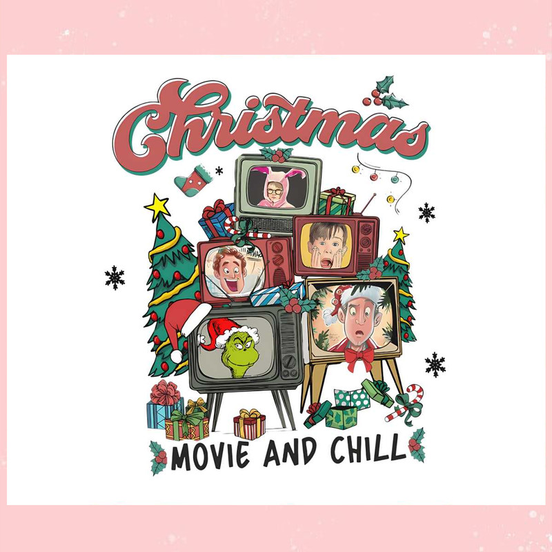 Vintage Christmas Movie and Chill PNG.jpg