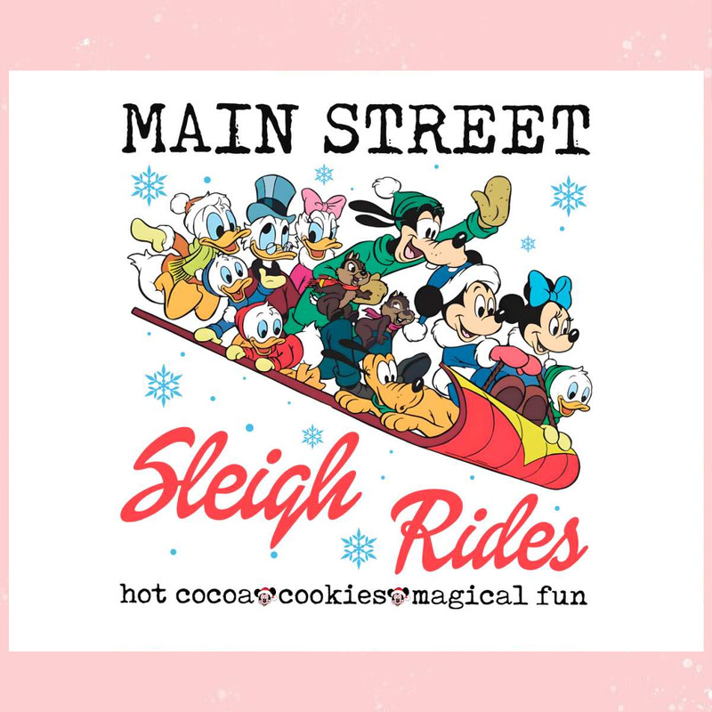 Vintage Mickey And Friends Main Street Sleigh Rides PNG.jpg