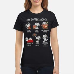 snoopy my coffee moods i like coffee i love coffee t-shirt women-t-shirt