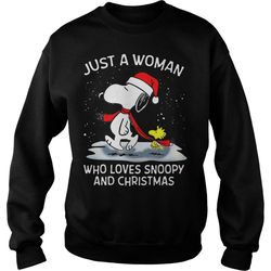 snoopy woodstock just a woman who loves snoopy and christmas &8211 sweatshirt