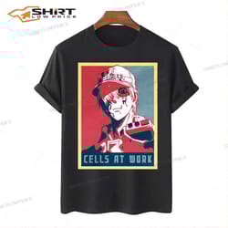 while blood cell cells at work political anime t-shirt