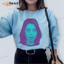 aubrey plazas rolling eyes head sweatshirt