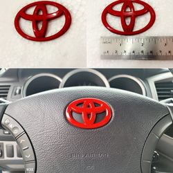Toyota Steering Wheel Emblem Badge In Glossy Red