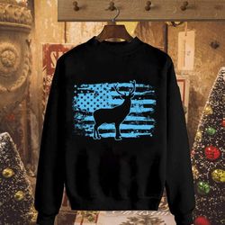 usa flah hunter hunting deer american flag black sweatshirt for men and women s-5xl