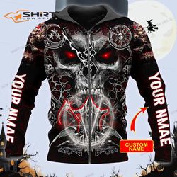 satanic compass grim reaper skull personalized 3d zip hoodie