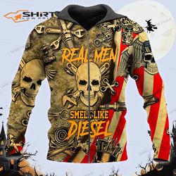 real men smell like diesel american flag wrenches piston skull 3d zip hoodie