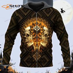 memento mori macabre skull 3d zip hoodie