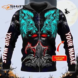 lion combat grim reaper skull personalized 3d zip hoodie