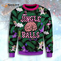 jingle balls and unicorn ugly christmas sweater