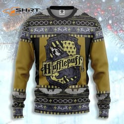 hufflepuff harry potter yellow ugly christmas sweater