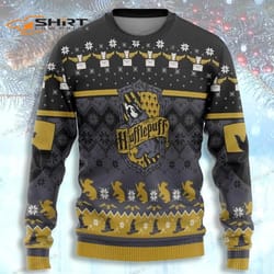 hufflepuff harry potter black ugly christmas sweater