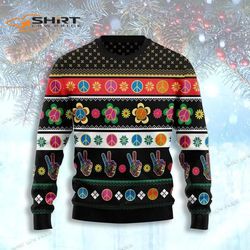 hippie peace sign ugly christmas sweater
