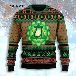 heart chakra christmas ugly christmas sweater