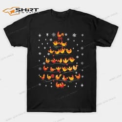 chickens christmas tree funny merry christmas 2023 t-shirt
