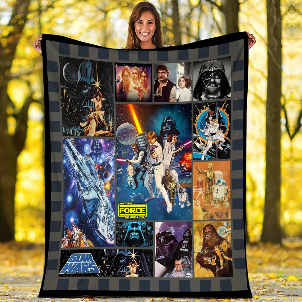 Anakin Skywalker Chewbacca Yoda Blanket Yoda Darth Vader Luke Skywalker Blanket Starwars 1977 Vintage Blanket Birthday Gift.jpg