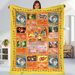 charmander fleece blanket  charmander evolutions trading card blanket