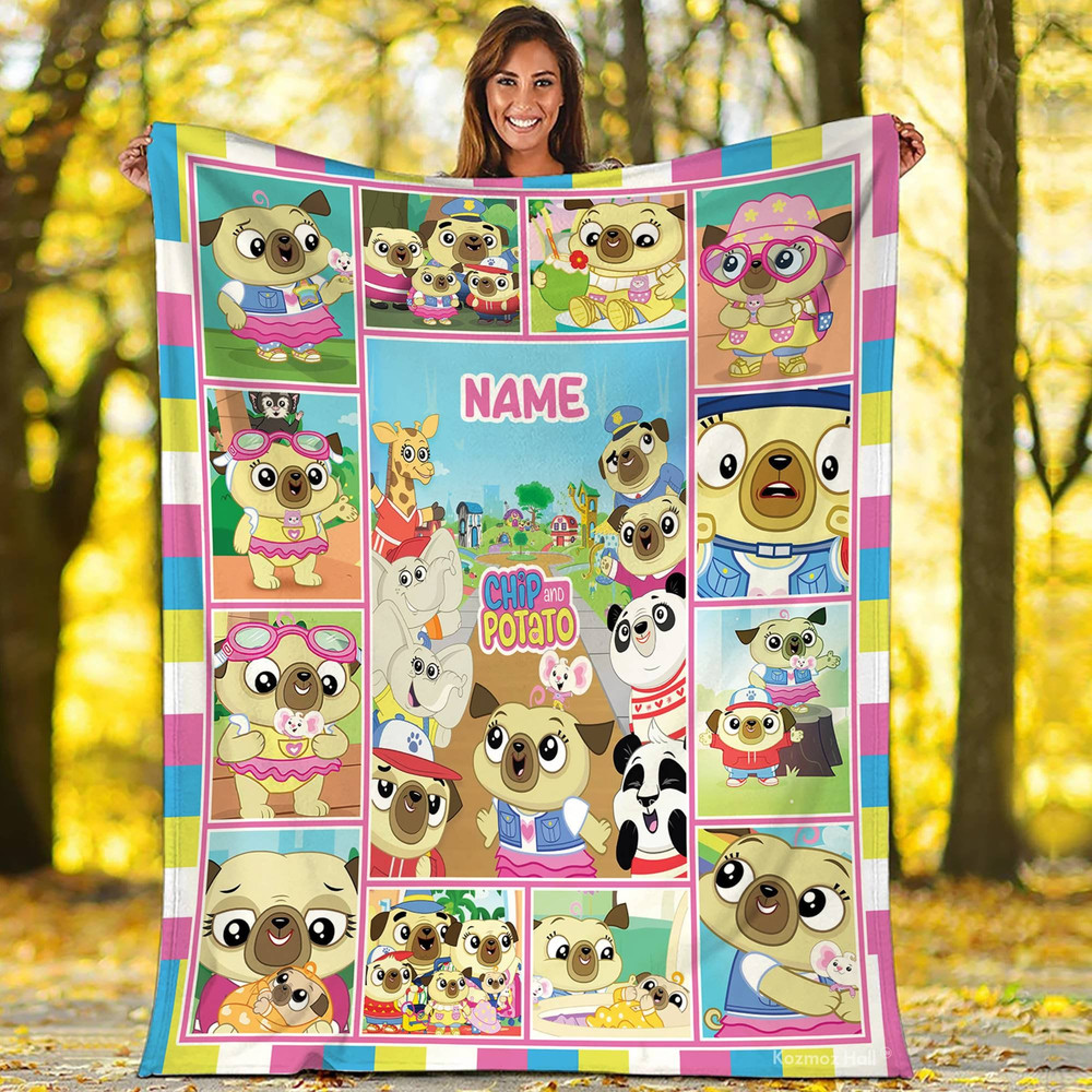 Personalized Chip and Potato Blanket Chip and Potato Fleece Blanket  Chip Potato Fleece Blanket Throw Blanket for Bed Couch Sofa.jpg