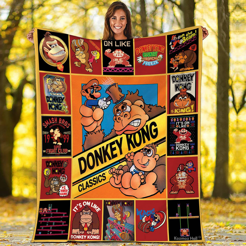 Donkey Kong Fleece Blanket Game Donkey Kong Blanket Gamer Gaming Blanket Donkey Kong Birthday Gift.jpg