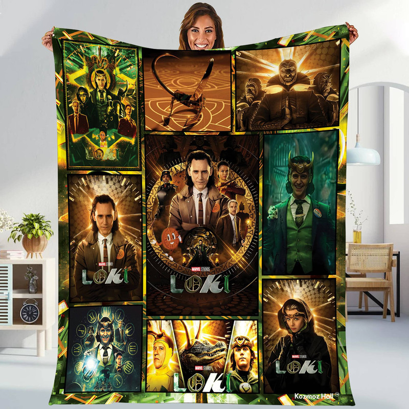 Loki Laufeyson Fleece Blanket Loki God of Mischief Tom Hiddleston Blanket Loki TVA Variants Throw Blanket for Bed Couch Sofa 1.jpg