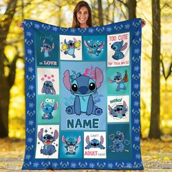 personalized stitch fleece blanket ohana means family stitch angel bla