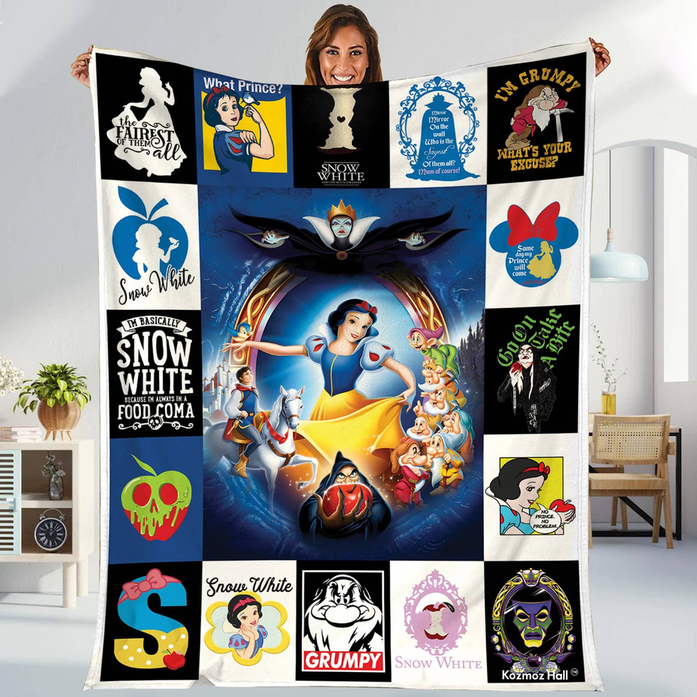 Snow White And Seven Dwarfs Fleece Blanket  Snow White Princess Fleece Blanket  Magic Kingdom Throw Blanket Couch Sofa.jpg