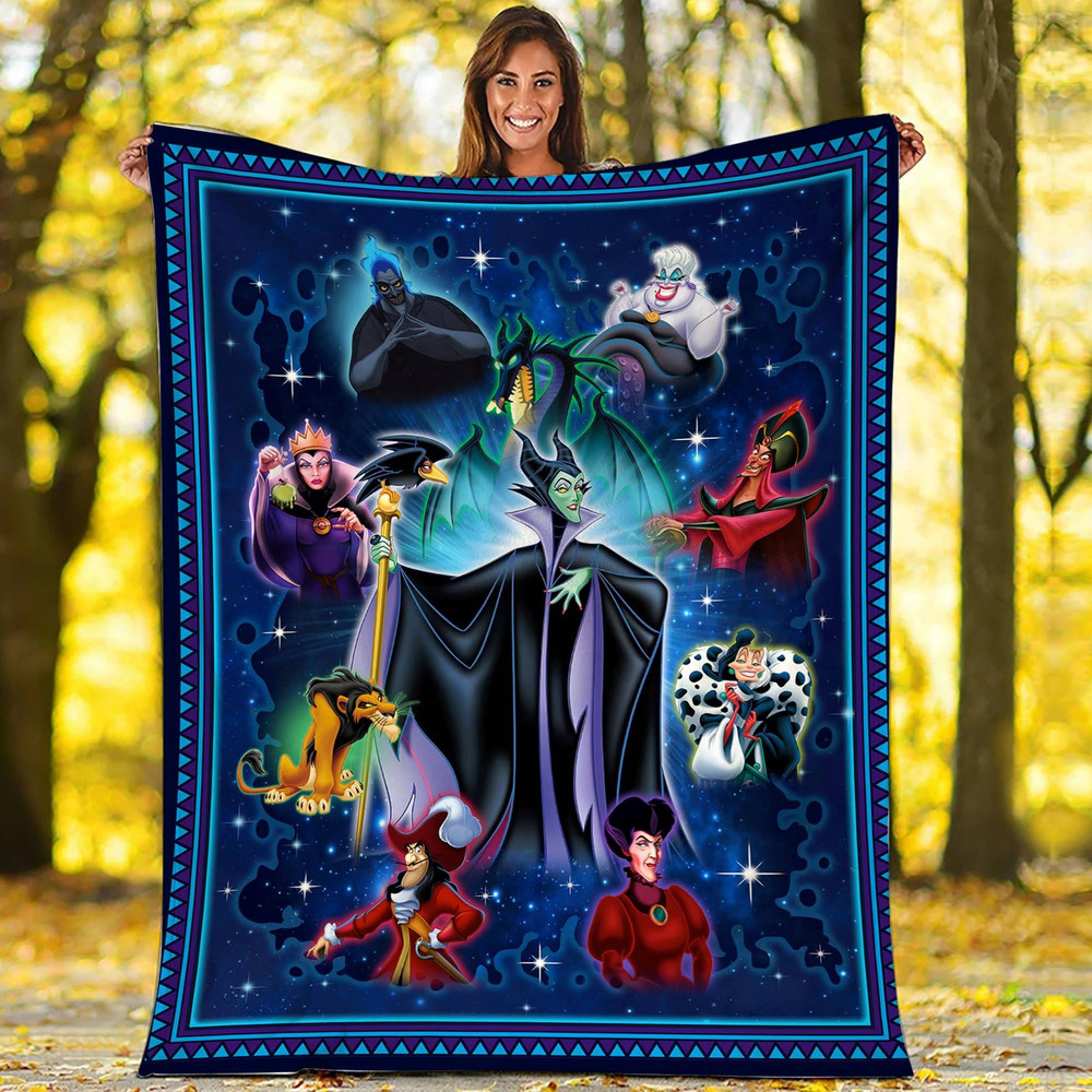 Villains Fleece Blanket Dr Facilier Evil Queen Malecifent Cruella de Vil Blanket Villains Magic Kingdom Fleece Blanket Bedding Decor.jpg
