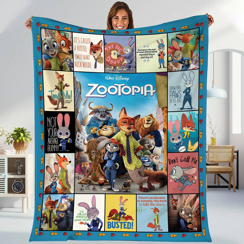 Zootopia Blanket  Fox And Bunny Fleece Blanket  Zootopia Movie Blanket Throw Blanket for Bed Couch Sofa.jpg