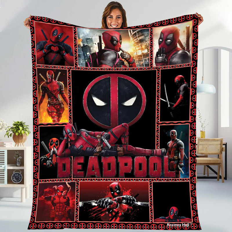 Deadpool Marvel Blanket Deadpool Wade Wilson Blanket Deadpool Avengers Superhero Throw Blanket for Bed Couch Sofa 1.jpg