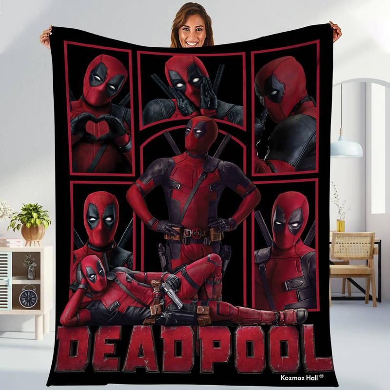 Deadpool Marvel Blanket Deadpool Wade Wilson Blanket Deadpool Avengers Superhero Throw Blanket for Bed Couch Sofa.jpg
