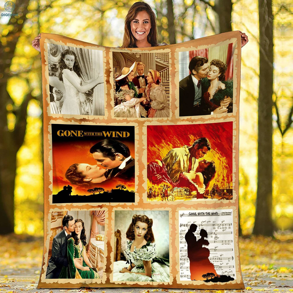 Gone With The Wind Fleece Blanket O'Hara Butler Fleece Blanke Vintage Movie Fleece Blanket Quilt For Bed Sofa Couch.jpg