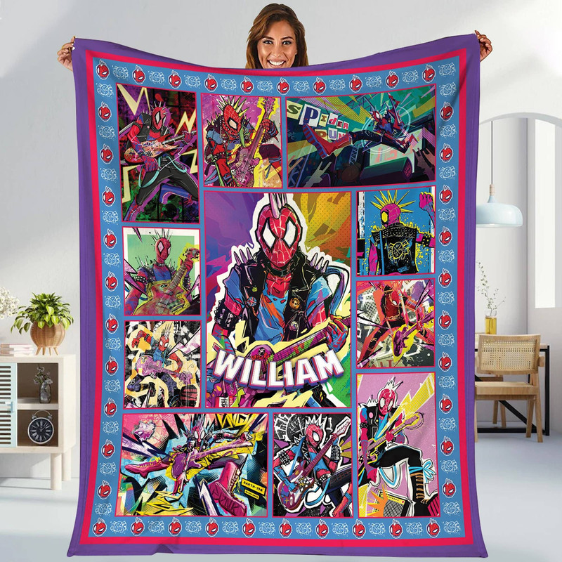 Spider Punk Blanket  Spider Punk Hobie Brown Fleece Blanket  Spider-Man Across the Spider-Verse Throw Blanket Couch Sofa.jpg