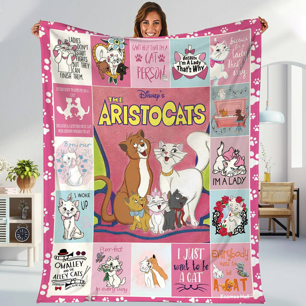 The Aristocats Movie Blanket Marie Cat Berlioz Aristocats Toulouse Fleece Blanket Disneyland Blanket Throw Blanket for Bed Couch Sofa.jpg