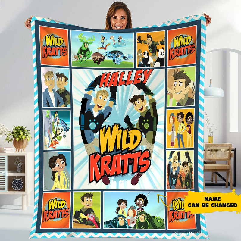 Wild Kratts Fleece Blanket, Personalized Wild Kratts Blanket, Wild Kratts Characters Chris Martin, Christmas Gifts, Birthday Gifts For Kids.jpg