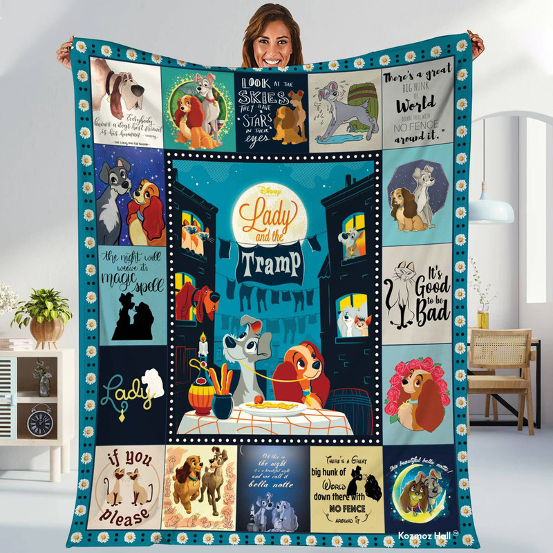 Lady And The Tramp Blanket Lady And The Tramp Dog Fleece Blanket Disneyland Blanket Throw Blanket for Bed Couch Sofa.jpg