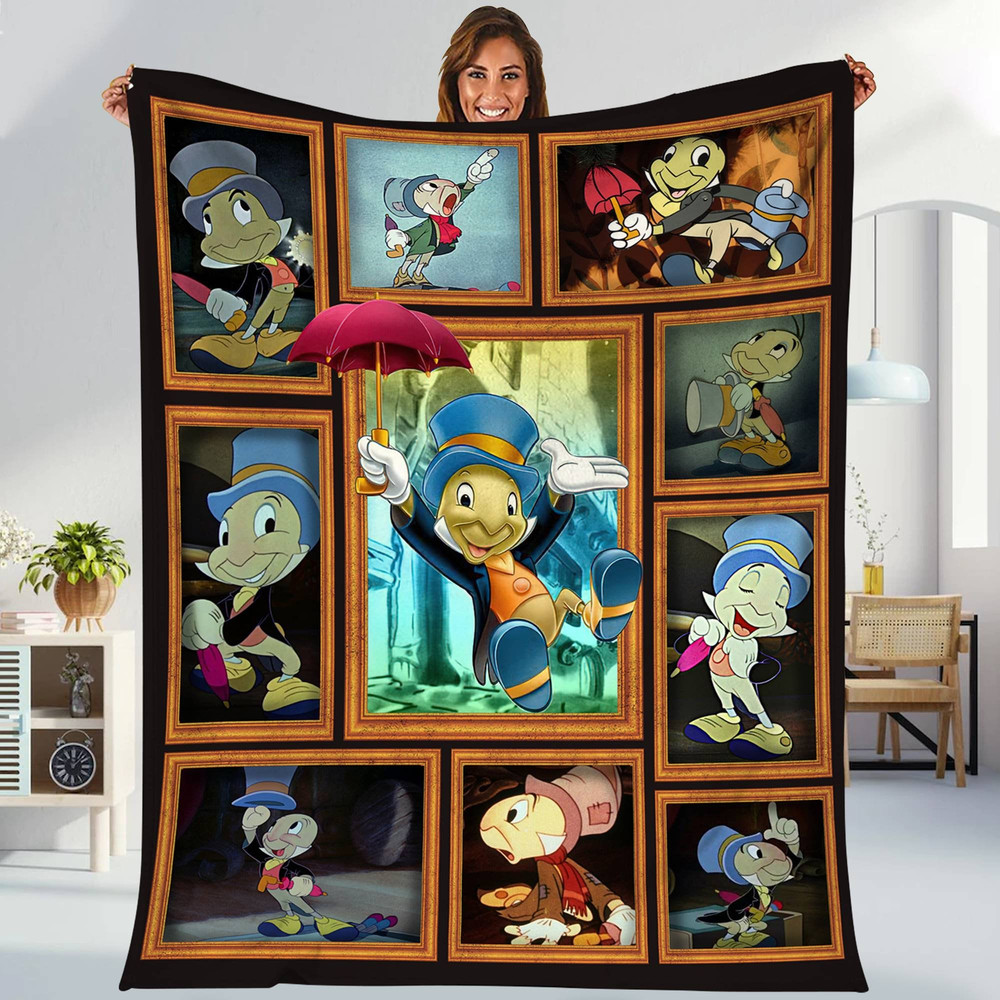 Pinocchio Fleece Blanket  Figaro Jiminy Cricket Pinocchio Blanket  Magic Kingdom Throw Blanket for Bed Couch Sofa.jpg