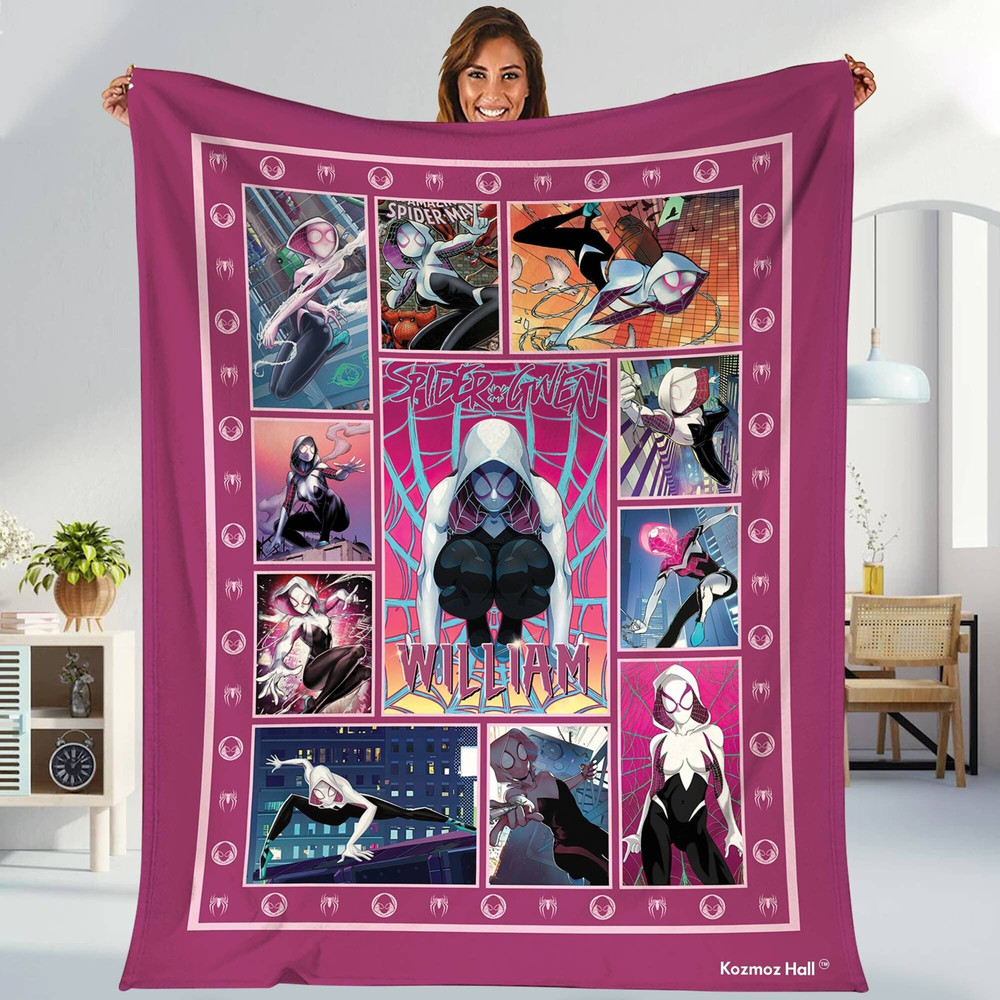 Ghost Spider Blanket Gwen Stacy Spider-Woman Spider Man Across the Spider Verse Fleece Blanket Superhero Throw Blanket Bed Couch Sofa.jpg