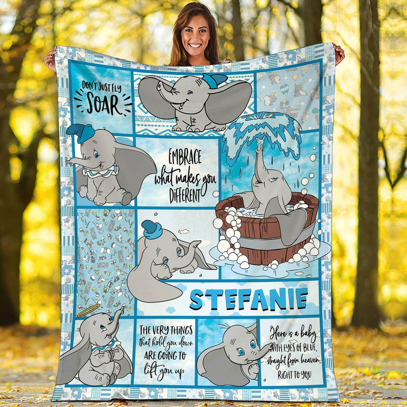 Personalized Elephant Dumbo Blanket Dumbo Fleece Blanket Magic Kingdomn Dumbo Birthday Gifts Dumbo Christmas Blanket.jpg