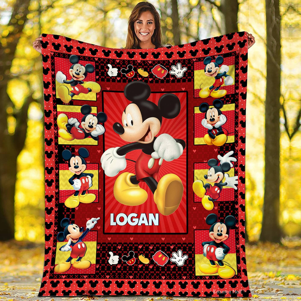 Personalized Mickey Mouse Blanket Mickey And Friends Blanket Mickey Mouse Birthday Mickey Minnie Mouse Christmas Blanket.jpg