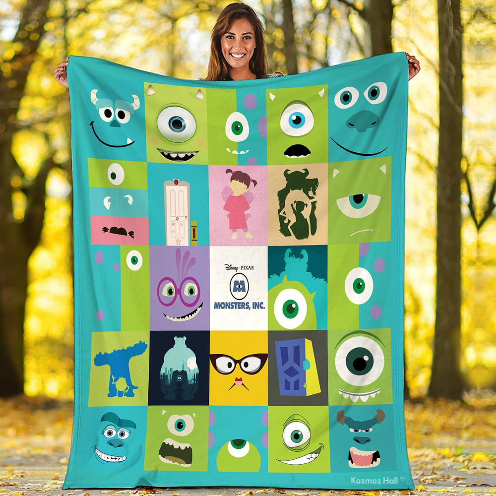 Monster Inc Fleece Blanket  Monster University Blanket  JamesSullivan Mike Sulley Throw Blanket  Birthday Christmas Gifts.jpg