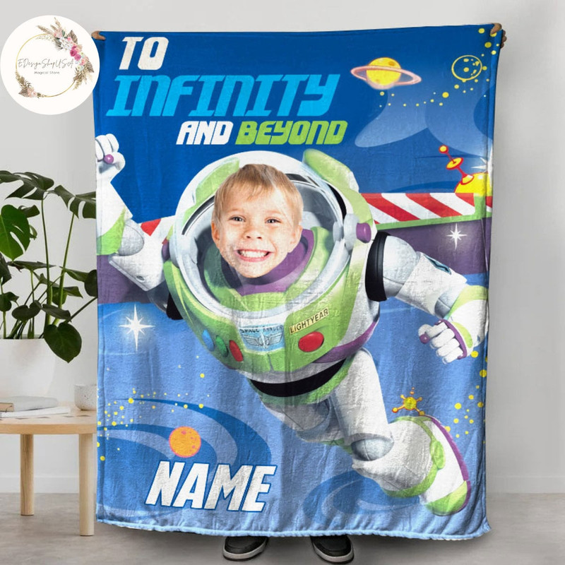 Custom Your Photo & Name Toy Story blanket, Buzz Lightyear To infinity and beyond blanket, Gift for Birthday boy Girl, Kids Blanket.jpg