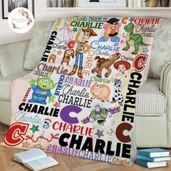 personalized disney toy story blanket, custom name disney blanket, toy