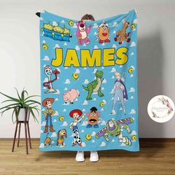 personalized disney pixar toy story blanket, custom name baby disney b