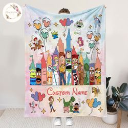 personalized disney toy story blankets, custom name disney blanket, wo