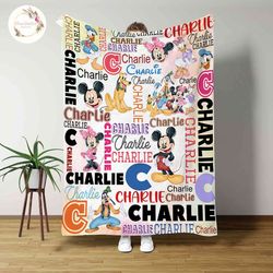 personalized mickey and friends blanket, custom name disney blankets,