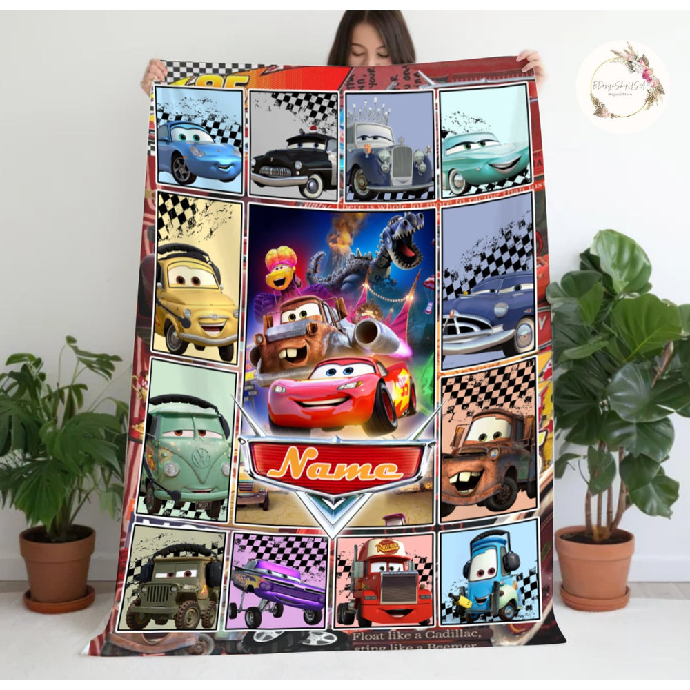 Personalized Name Cars Movies Blanket , Lightning MCQueen Baby Blanket, Disney Cars Blanket, Cars Movie Characters Blanket.jpg