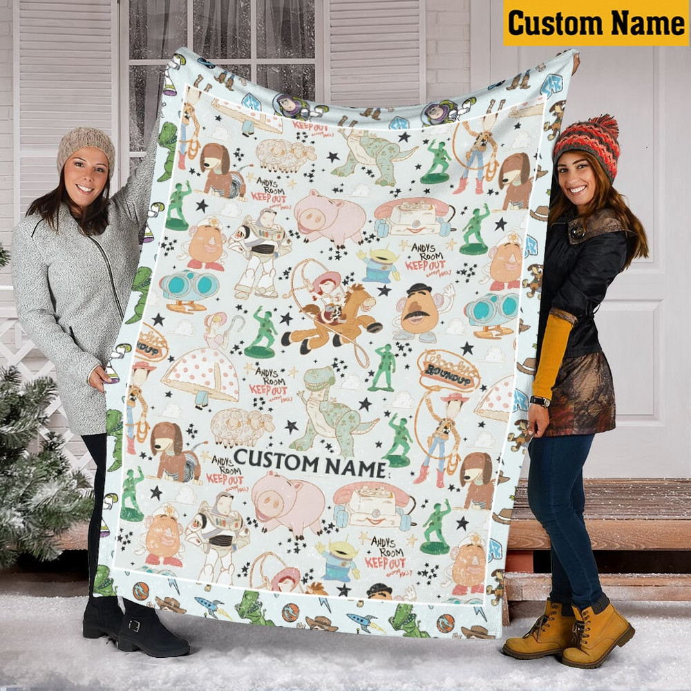 Custom Name Toy Story Blanket, Woody And Friends Blanket, Disney Toy Story Blanket, Toy Story Characters Blanket, Blanket Gift Ideas.jpg