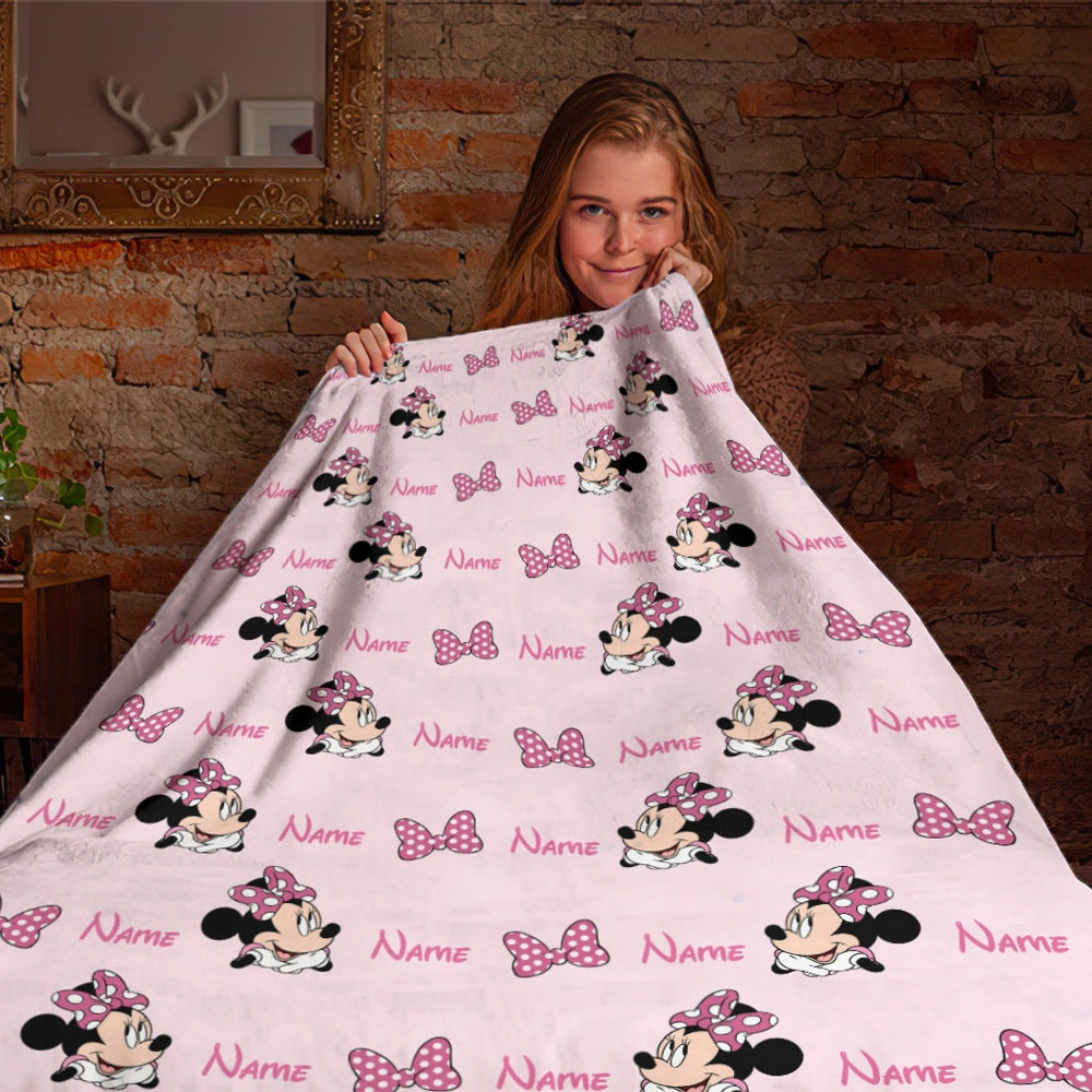 Customized Name Disney Minnie Blanket, Minnie Mouse Fleece Blanket, Disney Christmas Gift For Kids, Birthday Gift, Disneyland Blanket.jpg
