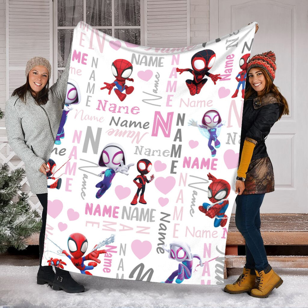 Customized Spidey and His Amazing Friends The Spider Gwen Fleece Blanket, Spiderman Blanket, Cartoon Spidey Baby Blanket Anniversary Gift.jpg