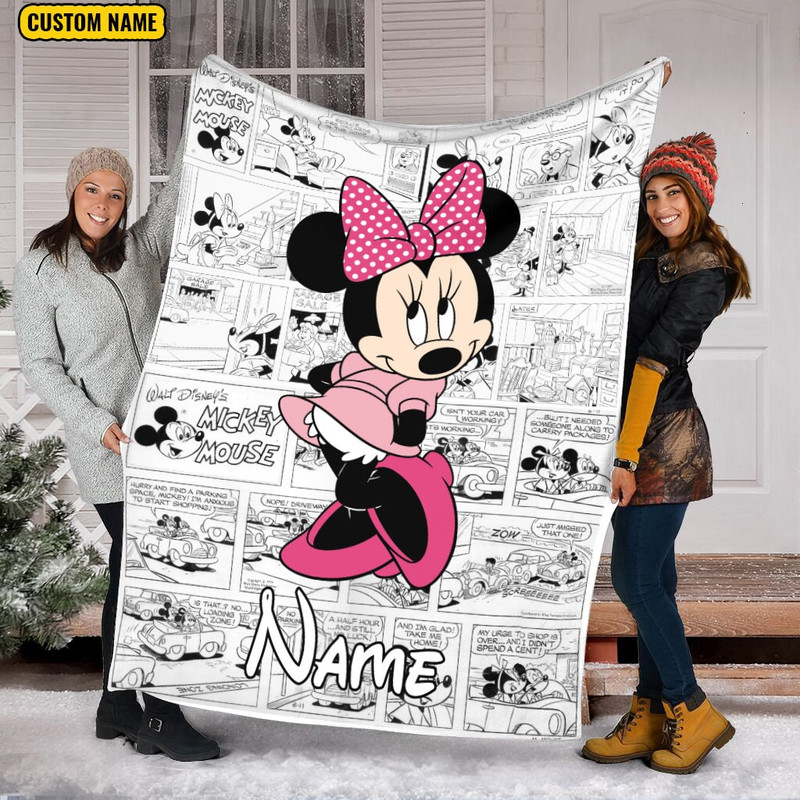 Personalized Name Disney Minnie Blanket , Cute Minnie Fleece Mink Sherpa Blanket, Magic Kingdom Blanket, Custom Name Blanket.jpg