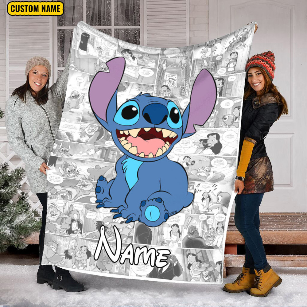 Personalized Name Disney Stitch Blanket , Lilo And Stitch Movie Fleece Mink Sherpa Blanket, Magic Kingdom Blanket, Custom Name Blanket.jpg